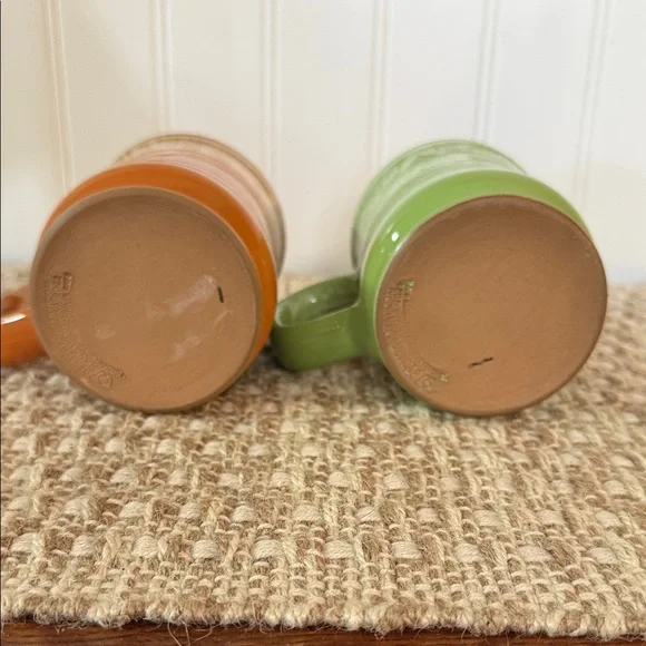 Dennen pottery company. Orange and Green Mugs. Casey coffee co. Handmade USA - Picture 6 of 7